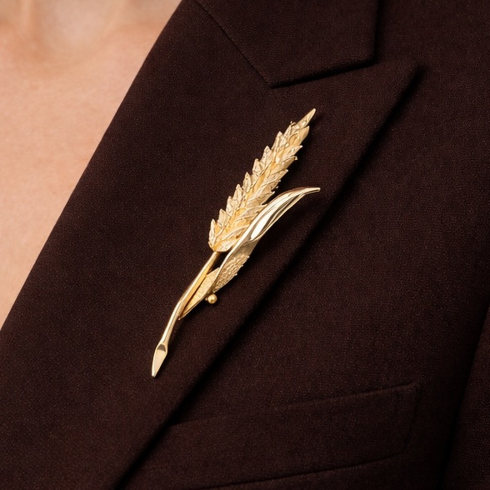 🇨🇦 VINTAGE REGINA WHEAT BROOCH Gold Tone Canadiana Pin